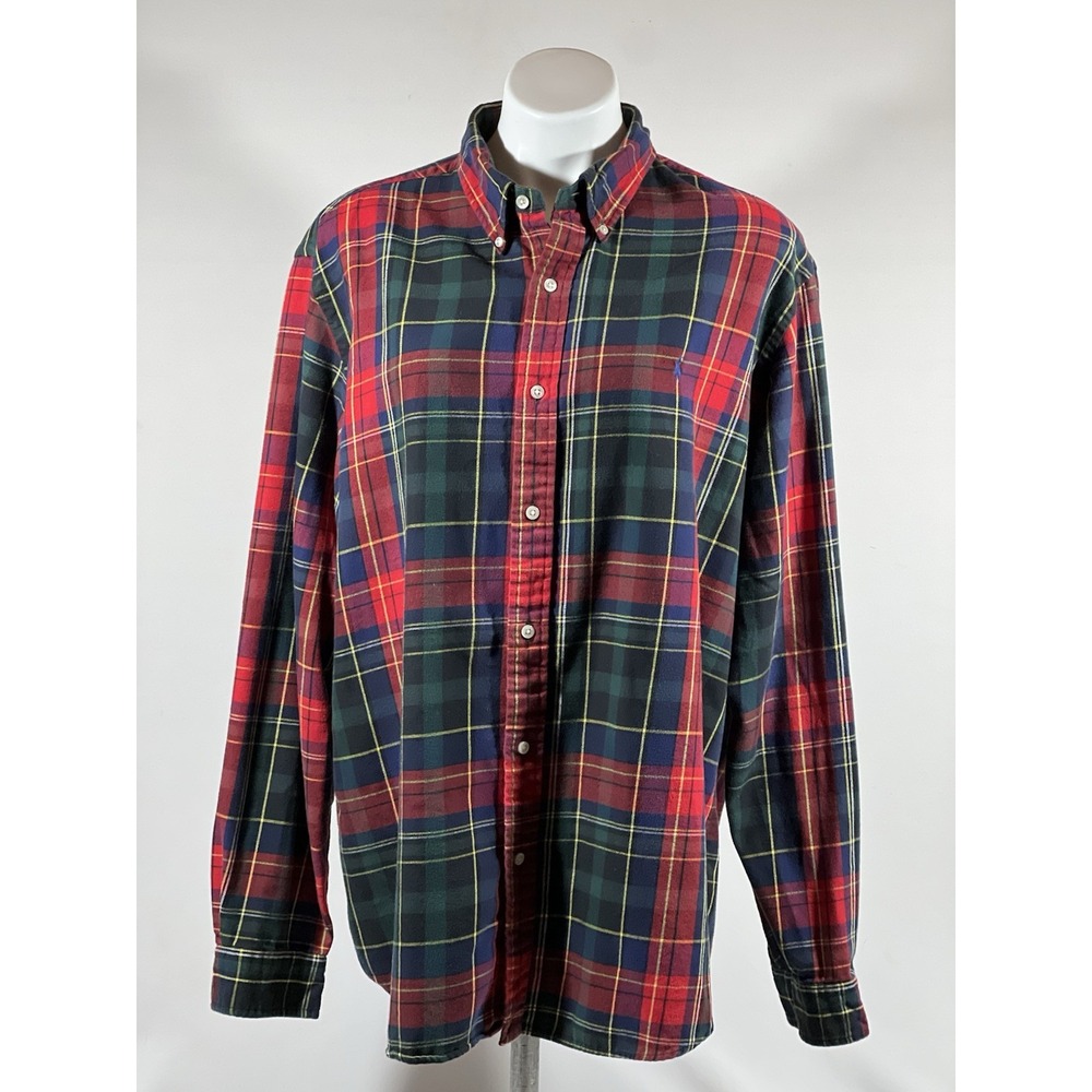 Polo Ralph Lauren Mens Flannel Shirt XXL Plaid Classic Fit Performance